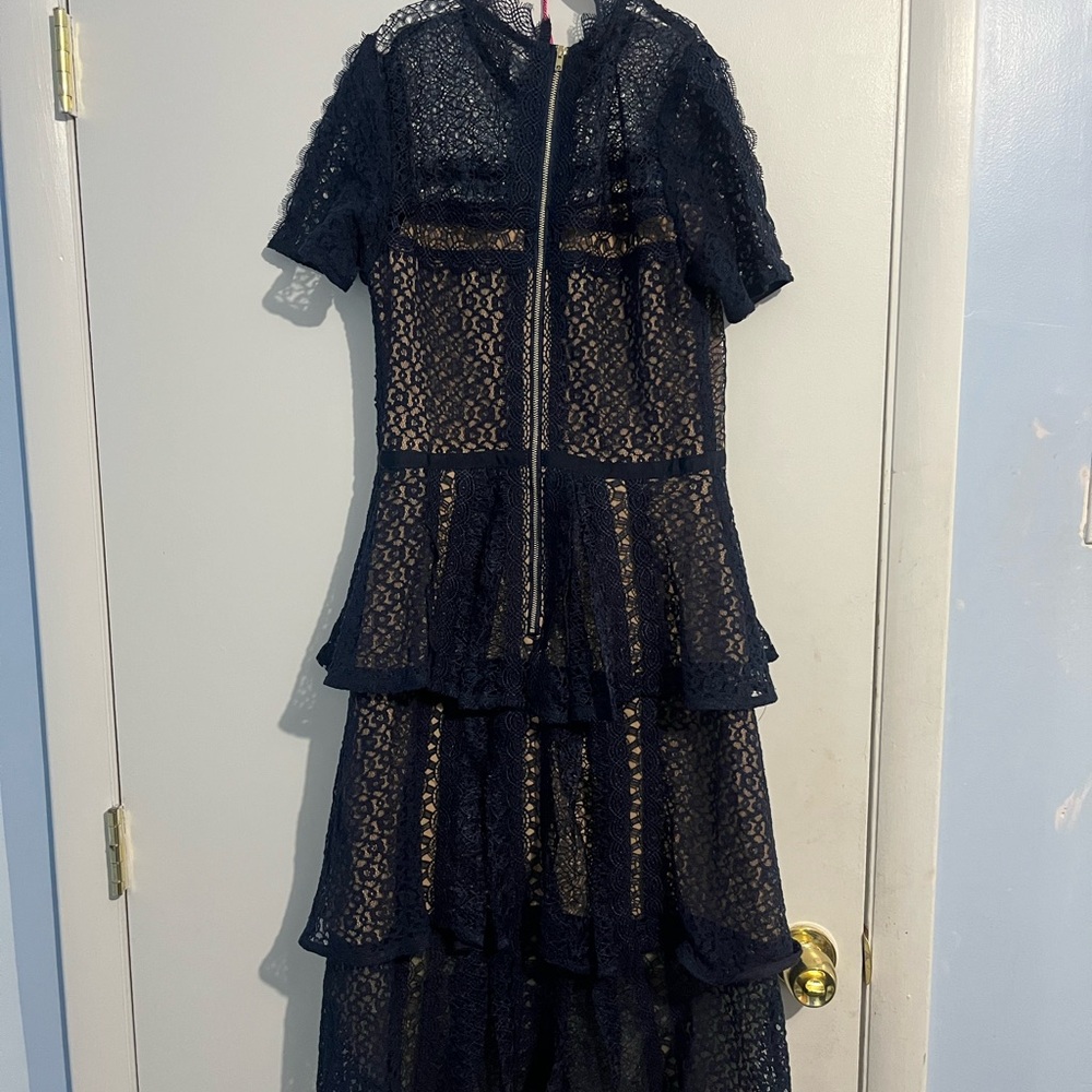 Elegant Navy Lace Dress